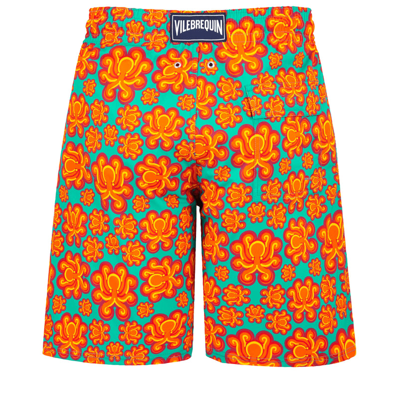 Men Long Swim Trunks Poulpes Neon