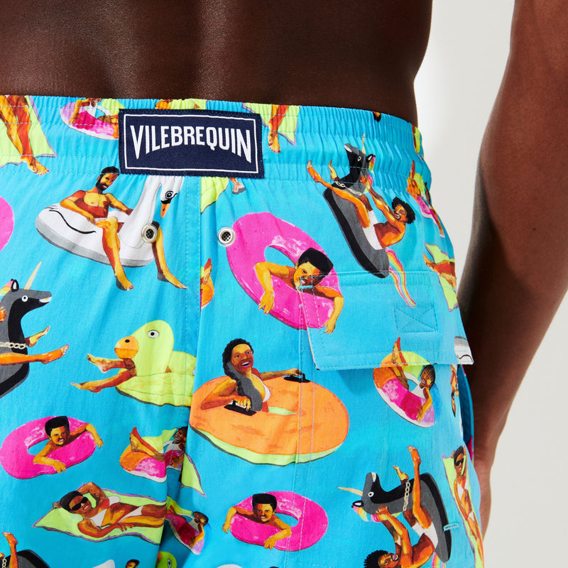 Men Stretch Short Swim Trunks - Vilebrequin x Derrick Adams